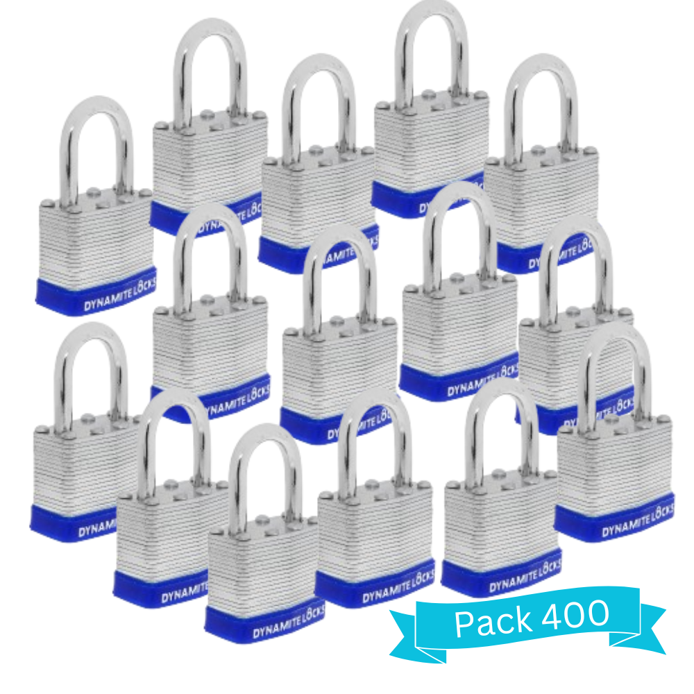 Pack 96 Laminated Steel Locks Keyed-Alike Padlocks 40mm Short Shackle w/ 1.25” Shackle, Hardened Steel Case, Brass Cylinder for Hasp Latch, Sheds, Fences, Storage Locker, School, Gym