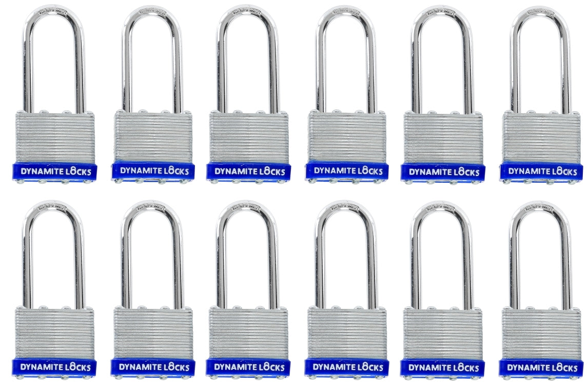Pack of 96 Dynamite padlocks keyed alike 45mm or 1-3/4 in. Laminated Padlocks Set with Same Keys, Commercial Grade, Padlocks Keyed Alike with Hardened Steel Long Shackle