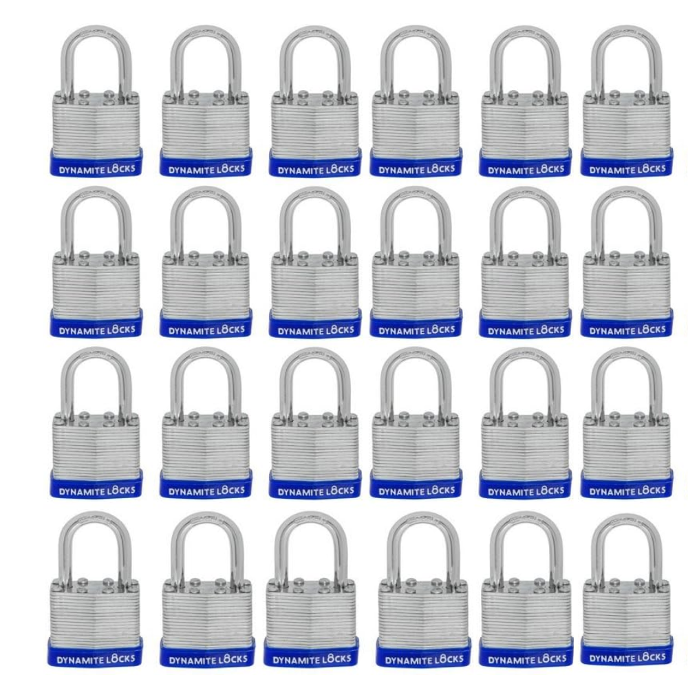 Pack 96 Laminated Steel Locks Keyed-Alike Padlocks 40mm Short Shackle w/ 1.25” Shackle, Hardened Steel Case, Brass Cylinder for Hasp Latch, Sheds, Fences, Storage Locker, School, Gym