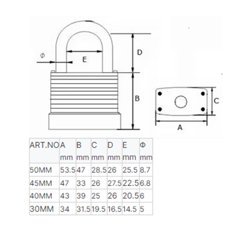 Pack 96 Laminated Steel Locks Keyed-Alike Padlocks 40mm Short Shackle w/ 1.25” Shackle, Hardened Steel Case, Brass Cylinder for Hasp Latch, Sheds, Fences, Storage Locker, School, Gym