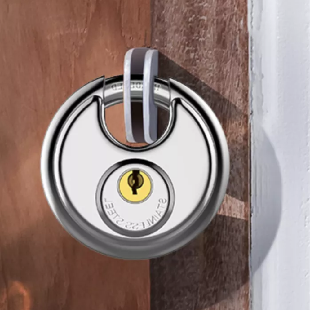 Pack of 6 Dynamite Locks Discus Keyed Alike Padlock Stainless Steel Discus Lock with 2 Keys, 3/8 Inch Shackle Body Width 70mm, Heavy Duty Lock Outdoor Waterproof Storage Lock for Warehouse, Garage, Storage Unit, Locker, and Outdoors