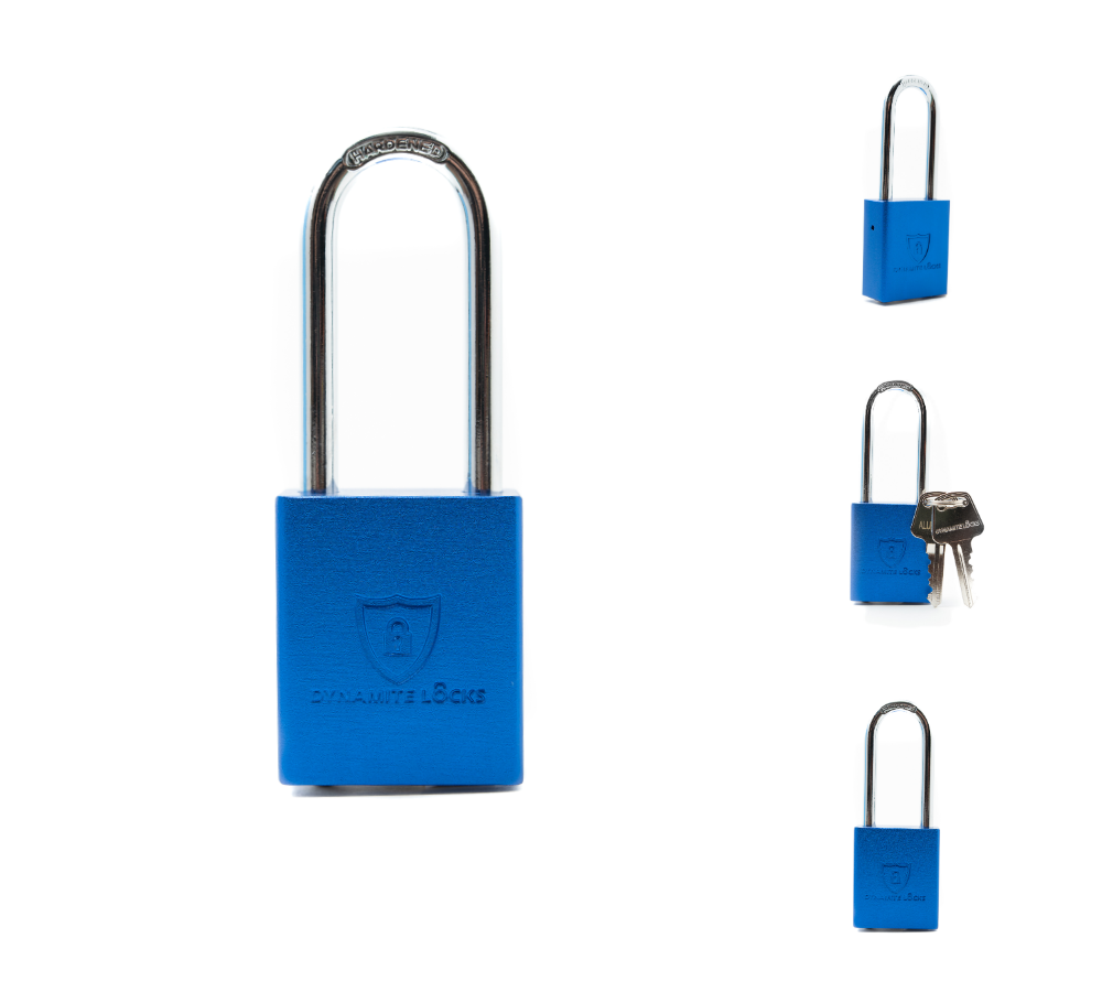 Dynamite Locks, Safety Lockout Padlocks, Safety Padlocks Keyed Alike, Dynamite Locks Aluminum Padlocks Safety Lock-Out Tag Out Keyed Alike, Safety Lockout Padlock with Body Width 1-1/2" with 2" Long Shackle Multiple Locks ( Blue)