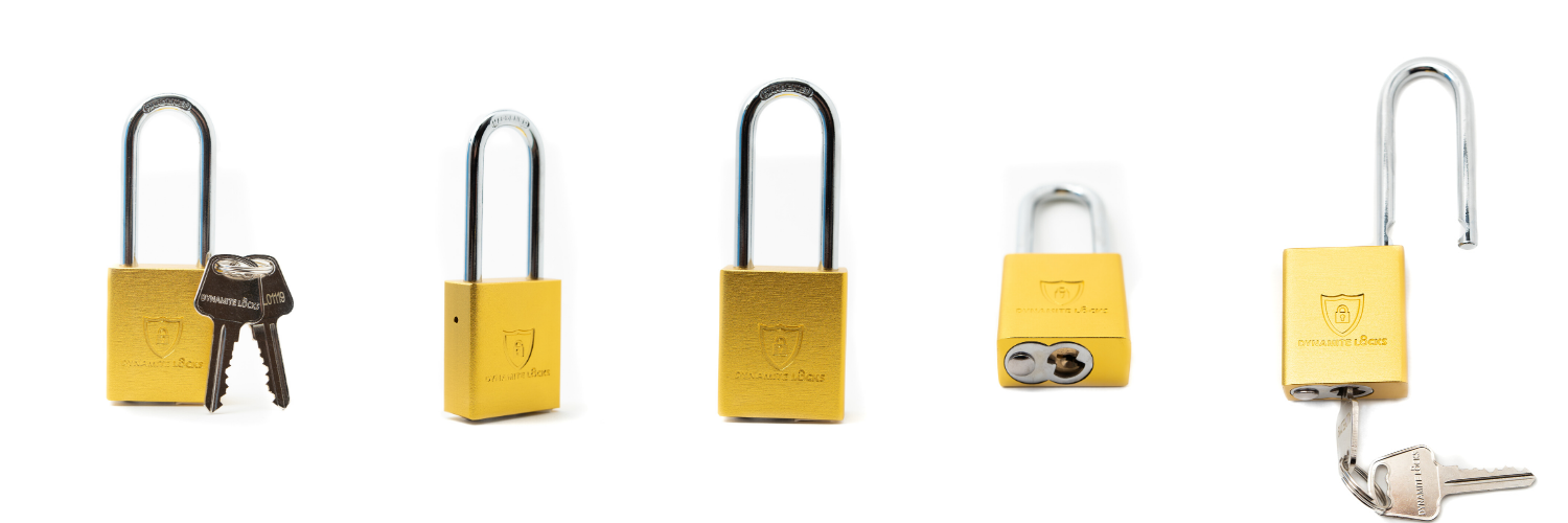 Dynamite Locks, Safety Lockout Padlocks, Safety Padlocks Keyed Alike, Dynamite Locks Aluminum Padlocks Safety Lock-Out Tag Out Keyed Alike, Safety Lockout Padlock with Body Width 1-1/2" with 2" Long Shackle Multiple Locks ( Yellow)