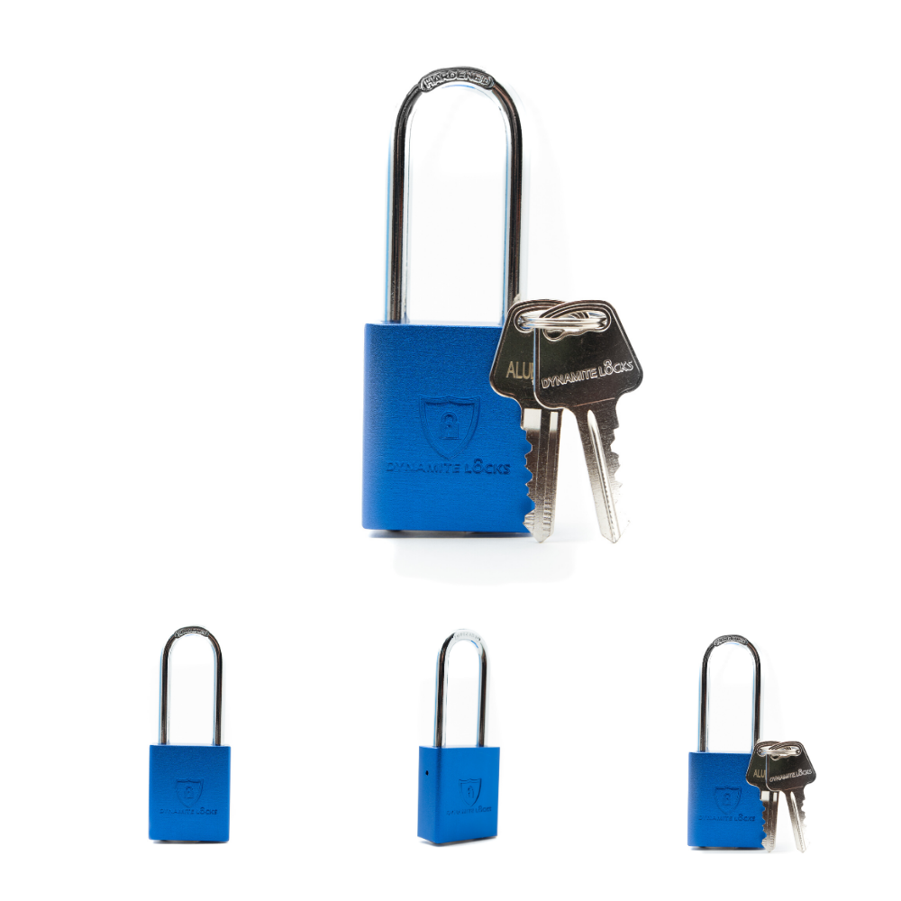Dynamite Locks, Safety Lockout Padlocks, Safety Padlocks Keyed Alike, Dynamite Locks Aluminum Padlocks Safety Lock-Out Tag Out Keyed Alike, Safety Lockout Padlock with Body Width 1-1/2" with 2" Long Shackle Multiple Locks ( Blue)