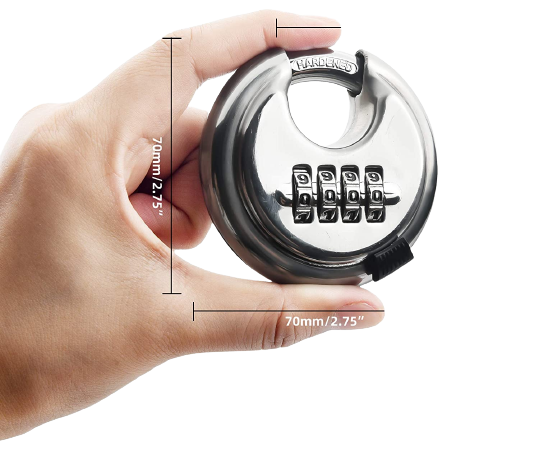 Pack of 6 Discus Stainless Steel Combination 4 Digits 70mm, Stainless Steel Discus Lock with 2-3/4 in. Wide, 3/8 in. Diameter Shackle, Waterproof Discus Lock for Storage Unit, Sheds, Garages and Fence