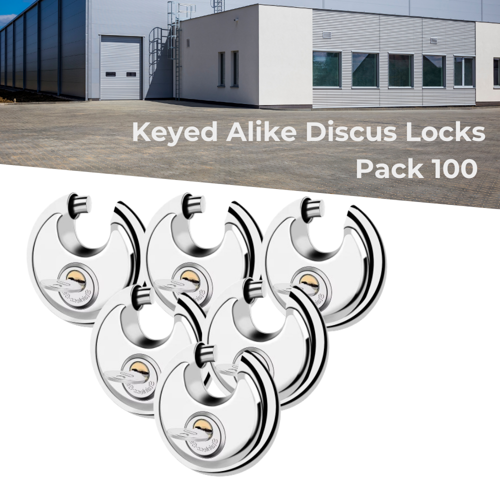 Pack of 24 Premium Quality Dynamite Locks Discus Keyed Alike Padlock Stainless Steel Disc Lock with 2 Keys, 3/8 Inch Shackle 70mm, Heavy Duty Lock Outdoor Waterproof Storage Lock for Warehouse, Garage, Storage Locker, and Outdoors