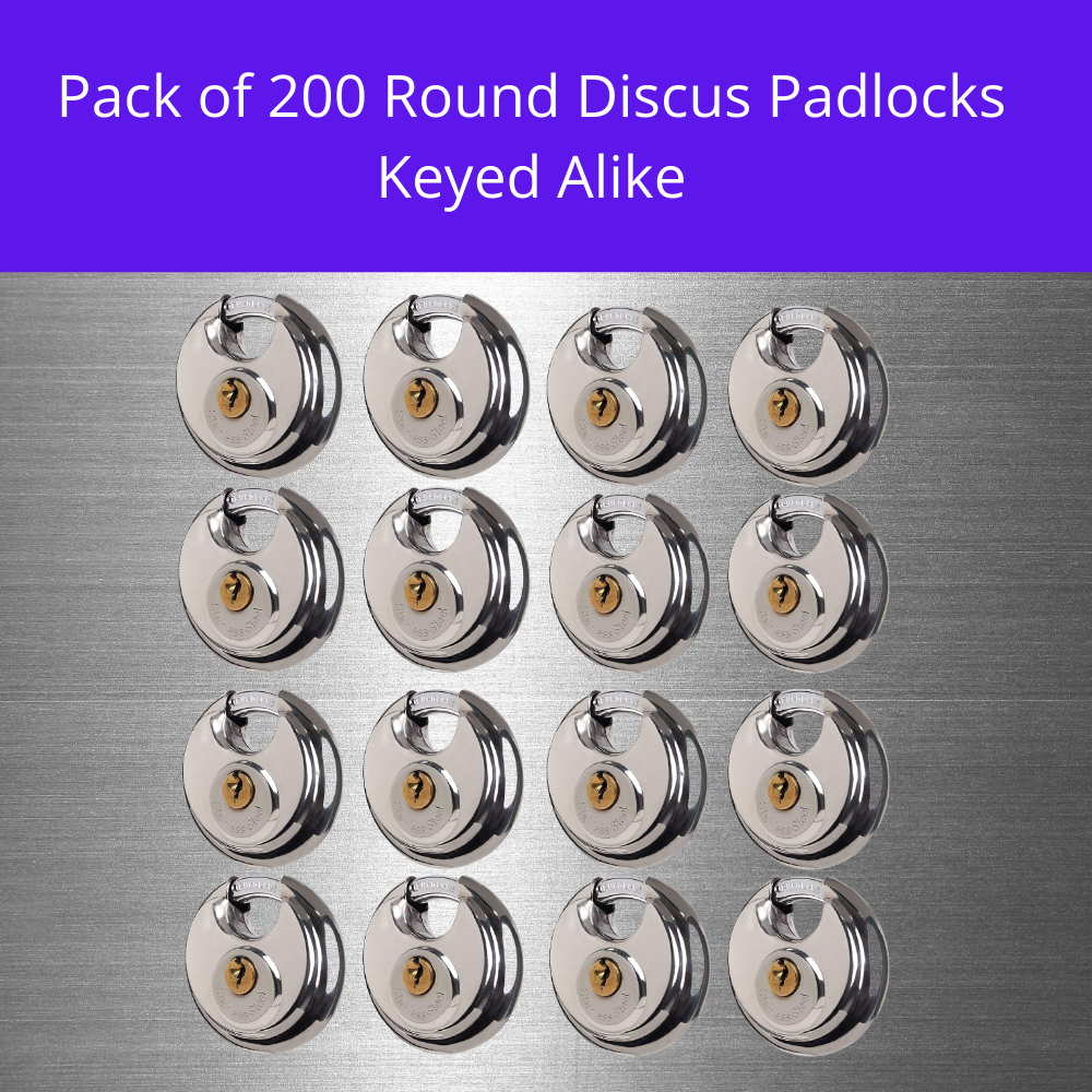 Pack of 48 Premium Quality Dynamite Locks Discus Keyed Alike Padlock Stainless Steel Disc Lock with 2 Keys, 3/8 Inch Shackle 70mm, Heavy Duty Lock Outdoor Waterproof Storage Lock for Warehouse, Garage, Storage Locker, and Outdoors