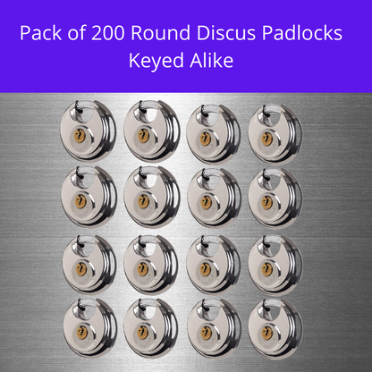 Pack of 72 Premium Quality Dynamite Locks Discus Keyed Alike Padlock Stainless Steel Disc Lock with 2 Keys, 3/8 Inch Shackle 70mm, Heavy Duty Lock Outdoor Waterproof Storage Lock for Warehouse, Garage, Storage Locker, and Outdoors