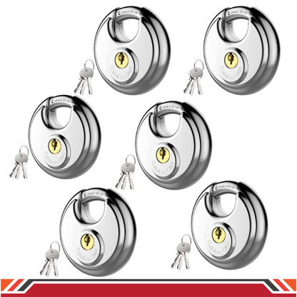 Pack of 72 Premium Quality Dynamite Locks Discus Keyed Alike Padlock Stainless Steel Disc Lock with 2 Keys, 3/8 Inch Shackle 70mm, Heavy Duty Lock Outdoor Waterproof Storage Lock for Warehouse, Garage, Storage Locker, and Outdoors