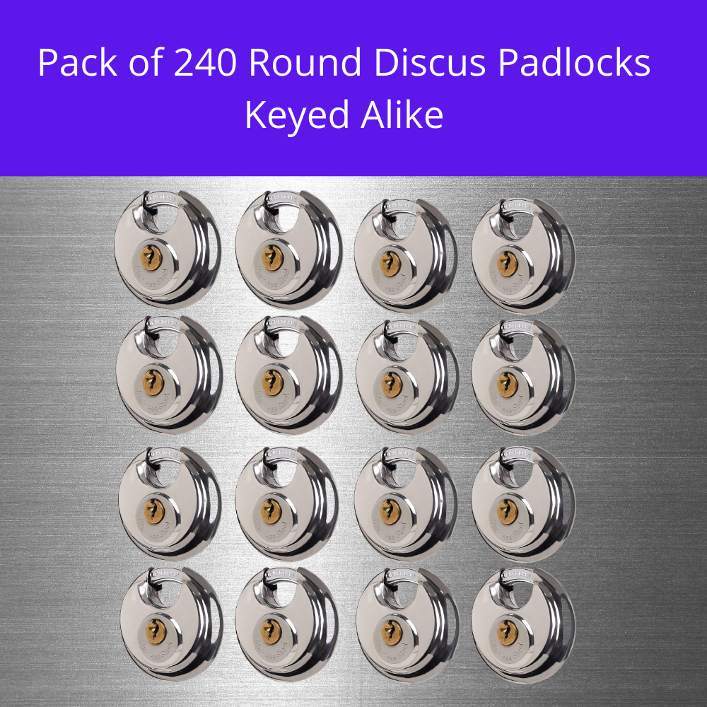 Pack of 24 Premium Quality Dynamite Locks Discus Keyed Alike Padlock Stainless Steel Disc Lock with 2 Keys, 3/8 Inch Shackle 70mm, Heavy Duty Lock Outdoor Waterproof Storage Lock for Warehouse, Garage, Storage Locker, and Outdoors