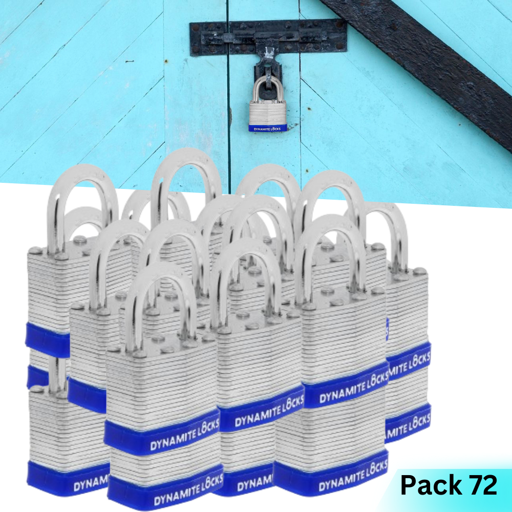 Pack of 48, Dynamite Locks Padlocks with same keys, 50mm Heavy Duty Laminated Steel Padlock Short Shackle Hardened Steel Shackle, Commercial Grade Keyed Alike 2-Inch, 50mm Padlocks Keyed Alike Set (48)