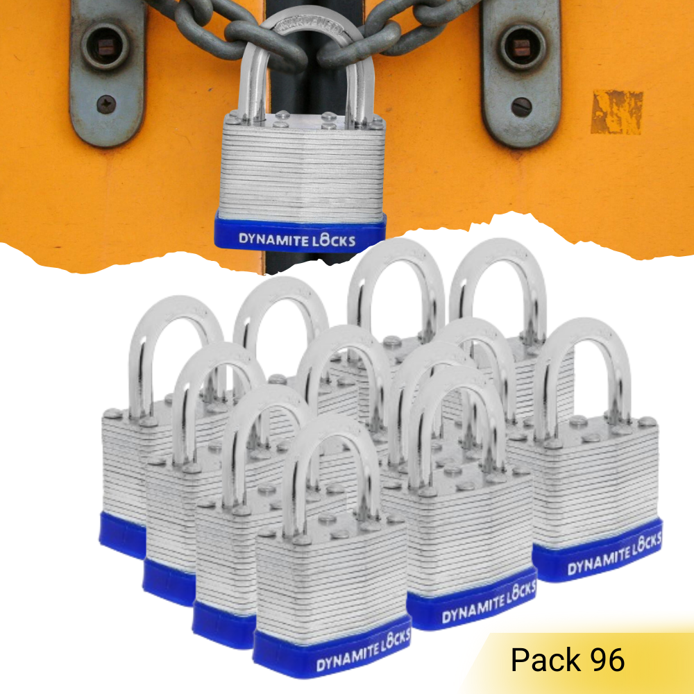 Pack of 48, Dynamite Locks Padlocks with same keys, 50mm Heavy Duty Laminated Steel Padlock Short Shackle Hardened Steel Shackle, Commercial Grade Keyed Alike 2-Inch, 50mm Padlocks Keyed Alike Set (48)