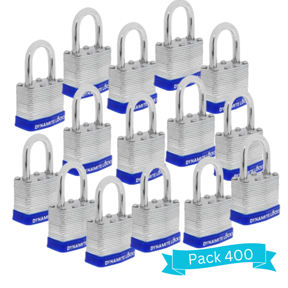 Pack 144 Laminated Steel Locks 40mm Keyed-Alike Padlocks w/ 1.25” Shackle, Hardened Steel Case, Brass Cylinder for Hasp Latch, Sheds, Fences, Storage Locker, School, Gym