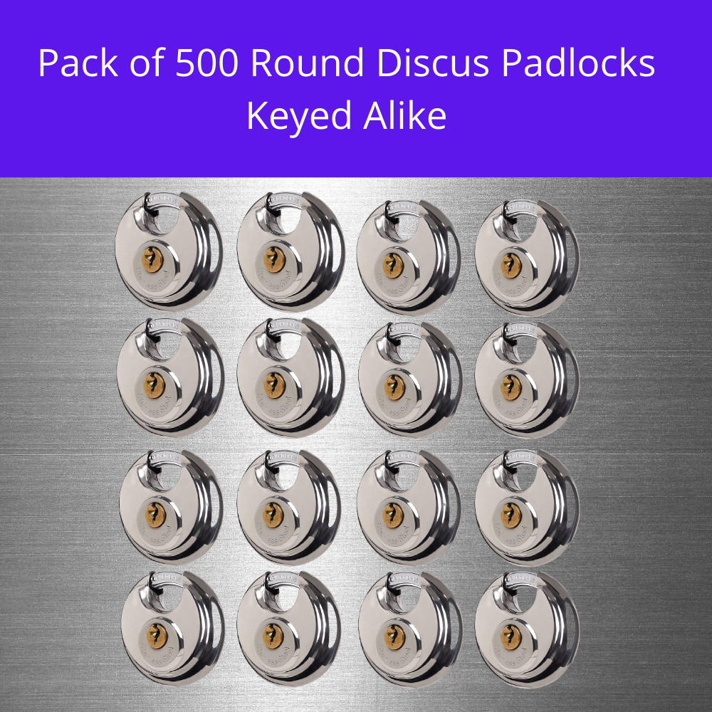 Pack of 60 Premium Quality Dynamite Locks Discus Keyed Alike Padlock Stainless Steel Disc Lock with 2 Keys, 3/8 Inch Shackle 70mm, Heavy Duty Lock Outdoor Waterproof Storage Lock for Warehouse, Garage, Storage Locker, and Outdoors