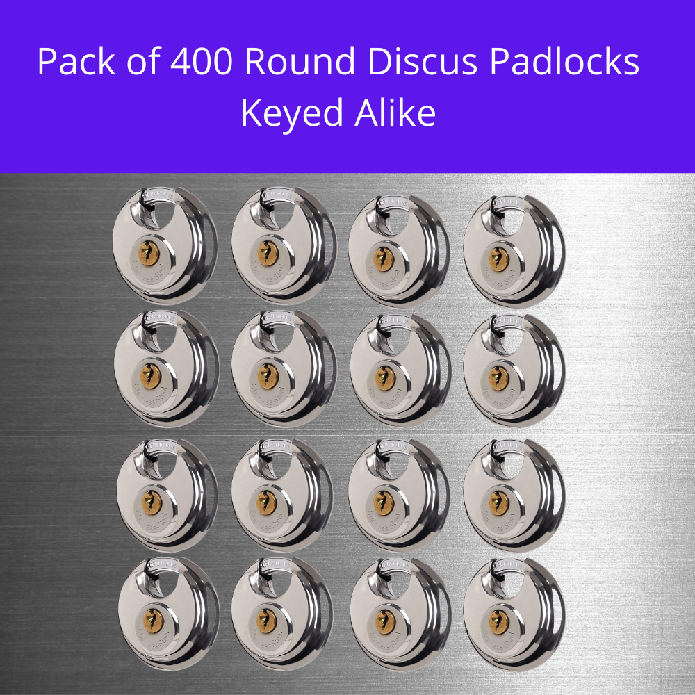 Pack of 48 Premium Quality Dynamite Locks Discus Keyed Alike Padlock Stainless Steel Disc Lock with 2 Keys, 3/8 Inch Shackle 70mm, Heavy Duty Lock Outdoor Waterproof Storage Lock for Warehouse, Garage, Storage Locker, and Outdoors