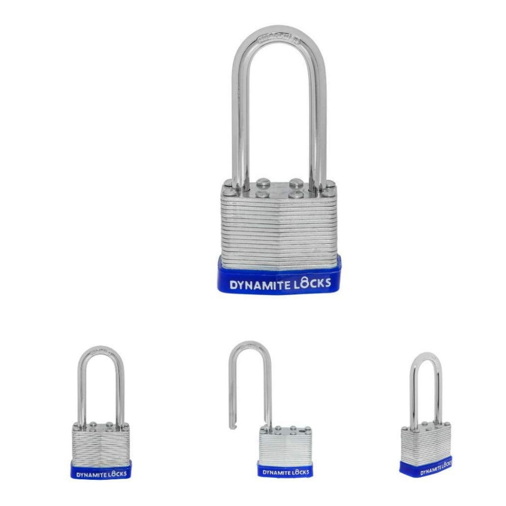 Pack of 72 Dynamite padlocks keyed alike 45mm or 1-3/4 in. Laminated Padlocks Set with Same Keys, Commercial Grade, Padlocks Keyed Alike with Hardened Steel Long Shackle