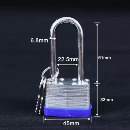 Pack of 144 Dynamite padlocks keyed alike 45mm or 1-3/4 in. Laminated Padlocks Set with Same Keys, Commercial Grade, Padlocks Keyed Alike with Hardened Steel Long Shackle