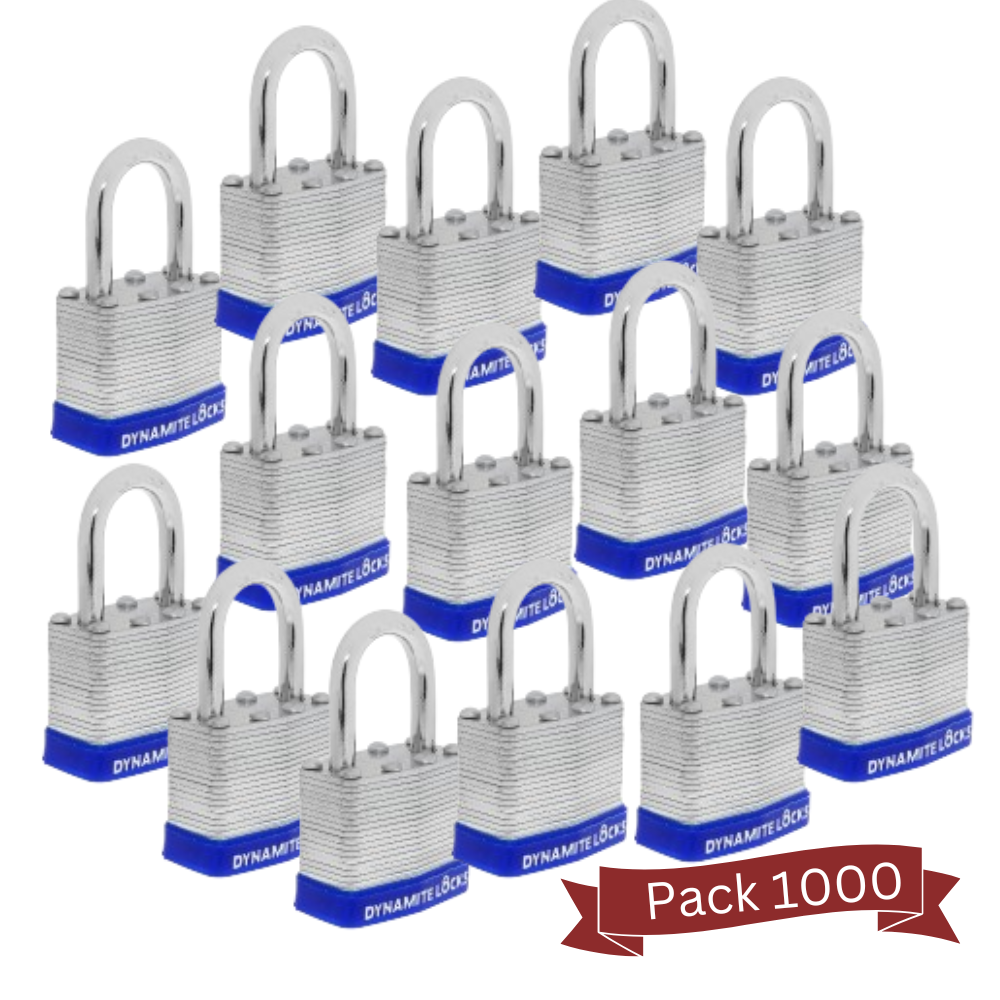 Pack 500 Laminated Steel Locks 40mm Short Shackle Keyed-Alike Padlocks w/ 1.25” Shackle, Hardened Steel Case, Brass Cylinder for Hasp Latch, Sheds, Fences, Storage Locker, School, Gym