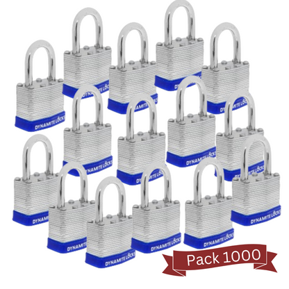 Pack 400 Laminated Steel Locks 40mm Short Shackle Keyed-Alike Padlocks w/ 1.25” Shackle, Hardened Steel Case, Brass Cylinder for Hasp Latch, Sheds, Fences, Storage Locker, School, Gym