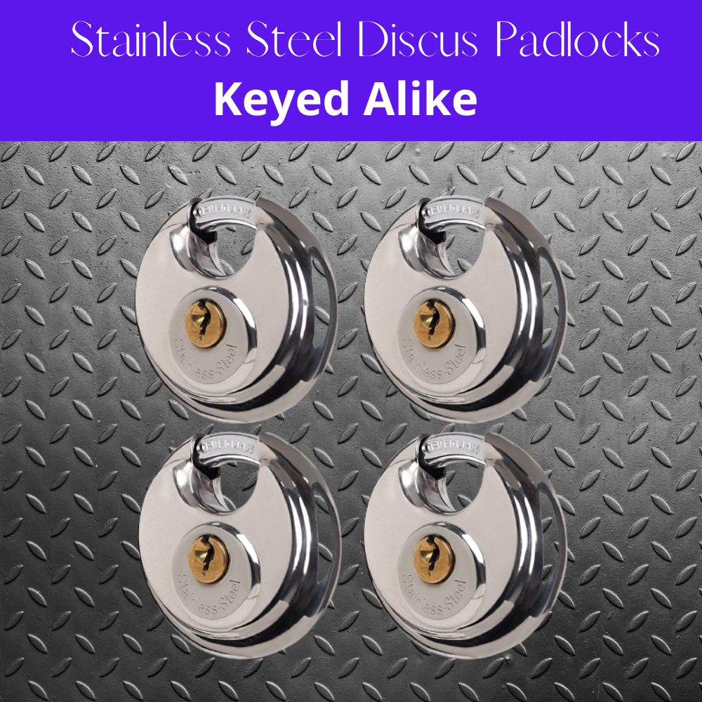 Pack of 72 Premium Quality Dynamite Locks Discus Keyed Alike Padlock Stainless Steel Disc Lock with 2 Keys, 3/8 Inch Shackle 70mm, Heavy Duty Lock Outdoor Waterproof Storage Lock for Warehouse, Garage, Storage Locker, and Outdoors