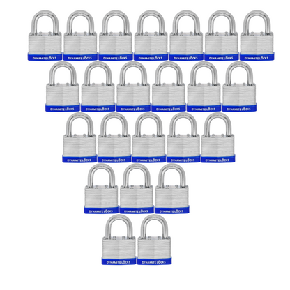 Pack 96 Laminated Steel Locks Keyed-Alike Padlocks 40mm  Short Shackle w/ 1.25” Shackle, Hardened Steel Case, Brass Cylinder for Hasp Latch, Sheds, Fences, Storage Locker, School, Gym