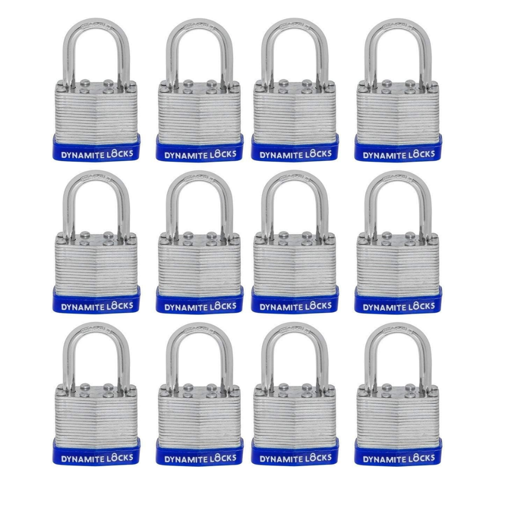 Pack of 384 , Dynamite Locks with same keys, Laminated Padlocks 30 mm or 1.3/16" Keyed Alike Commercial Grade, Hardened Shackle