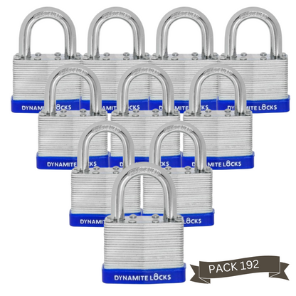 Pack of 288, Dynamite Locks Padlocks with same keys, 50mm Heavy Duty Laminated Steel Padlock Short Shackle Hardened Steel Shackle, Commercial Grade Keyed Alike 2-Inch, 50mm Padlocks Keyed Alike Set