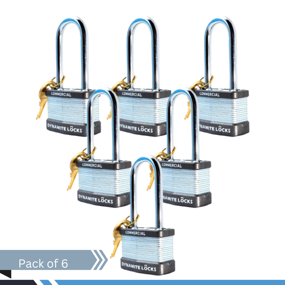 Pack of 6 Dynamite Lock Commercial Grade Premium quality Heavy Duty Padlocks with Keys All the Same keys Keyed Alike 1-3/4” Body Width, 45mm Long Hardened Steel Shackle All The Same Keys