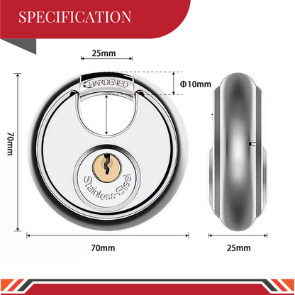 Pack of 24 Premium Quality Dynamite Locks Discus Keyed Alike Padlock Stainless Steel Disc Lock with 2 Keys, 3/8 Inch Shackle 70mm, Heavy Duty Lock Outdoor Waterproof Storage Lock for Warehouse, Garage, Storage Locker, and Outdoors