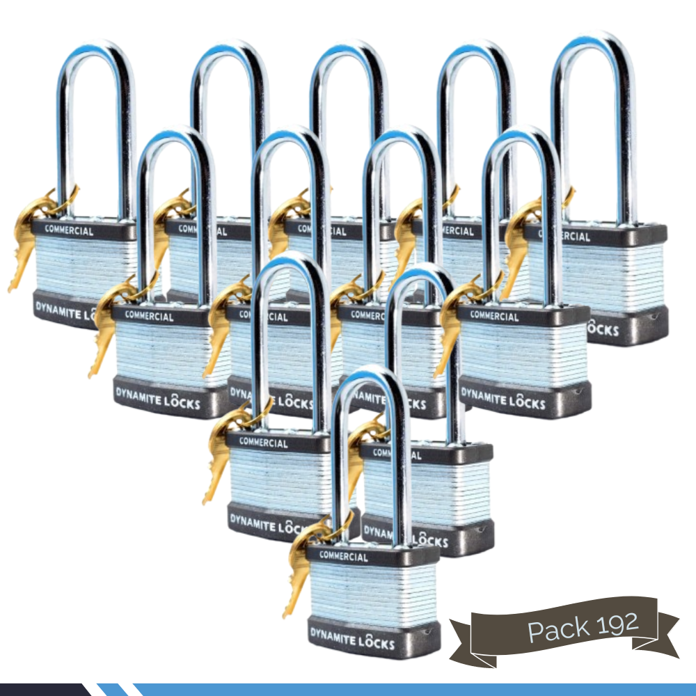 Lot of 12 Dynamite Lock Commercial Grade Premium quality Heavy Duty Padlocks with Keys All the Same keys Keyed Alike 1-3/4” Body Width, 45mm Long Hardened Steel Shackle All The Same Keys