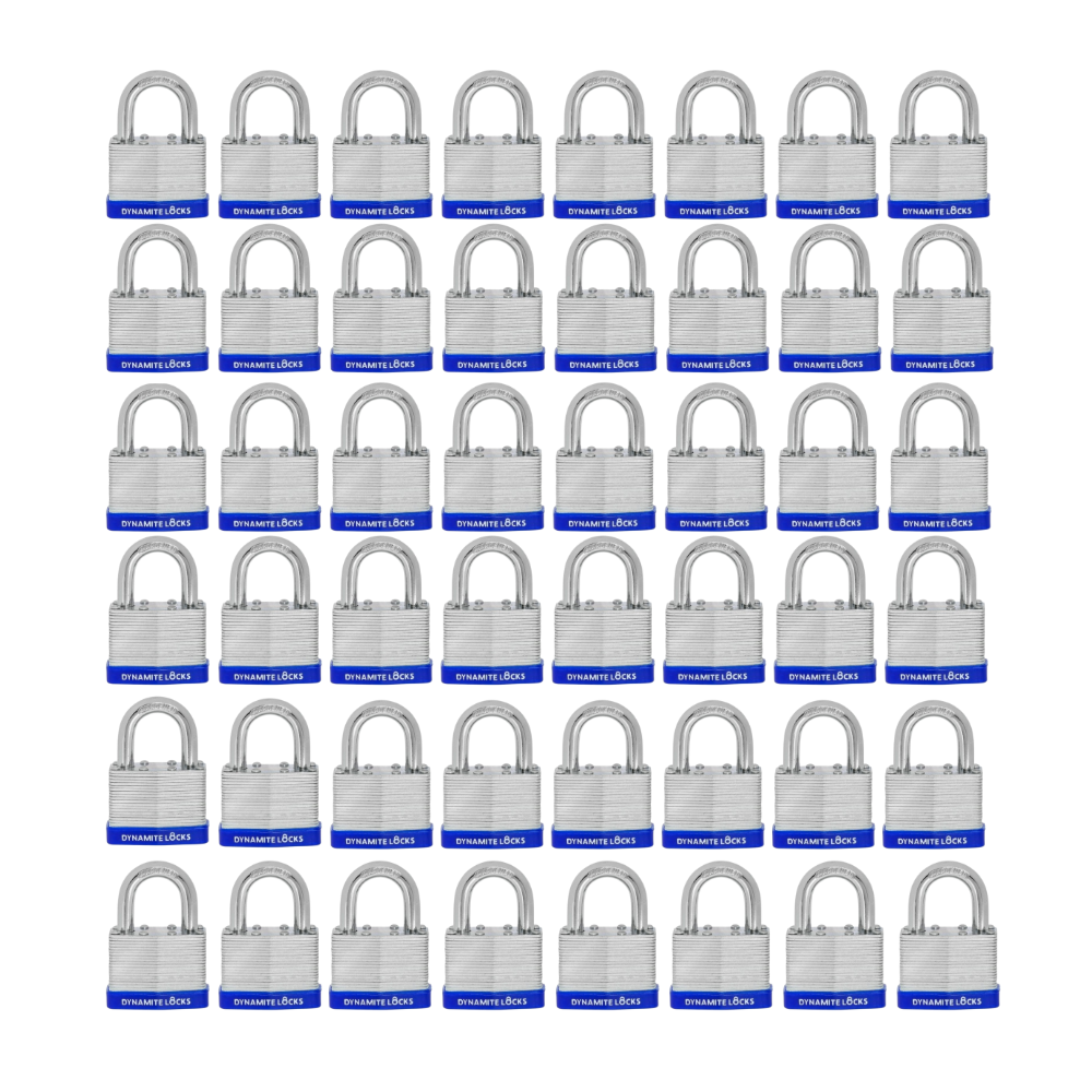 Pack of 288, Dynamite Locks Padlocks with same keys, 50mm Heavy Duty Laminated Steel Padlock Short Shackle Hardened Steel Shackle, Commercial Grade Keyed Alike 2-Inch, 50mm Padlocks Keyed Alike Set