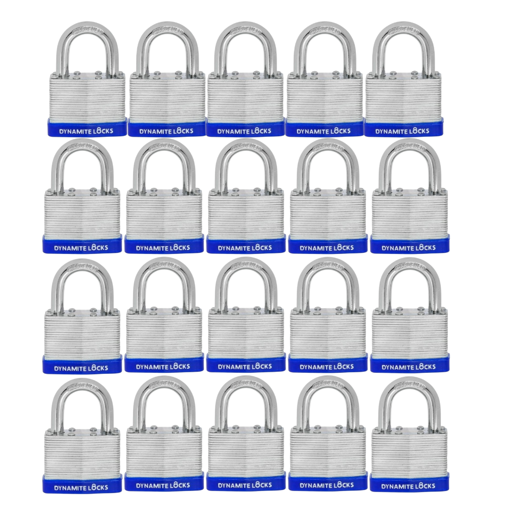 Pack of 1000 Dynamite Locks Padlocks with same keys, 50mm Laminated Steel Padlock Short Shackle Hardened Steel Shackle, Commercial Grade Keyed Alike 2-Inch, 50mm Padlocks Keyed Alike Heavy Duty Padlocks Set