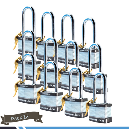 Pack of 6 Dynamite Lock Commercial Grade Premium quality Heavy Duty Padlocks with Keys All the Same keys Keyed Alike 1-3/4” Body Width, 45mm Long Hardened Steel Shackle All The Same Keys