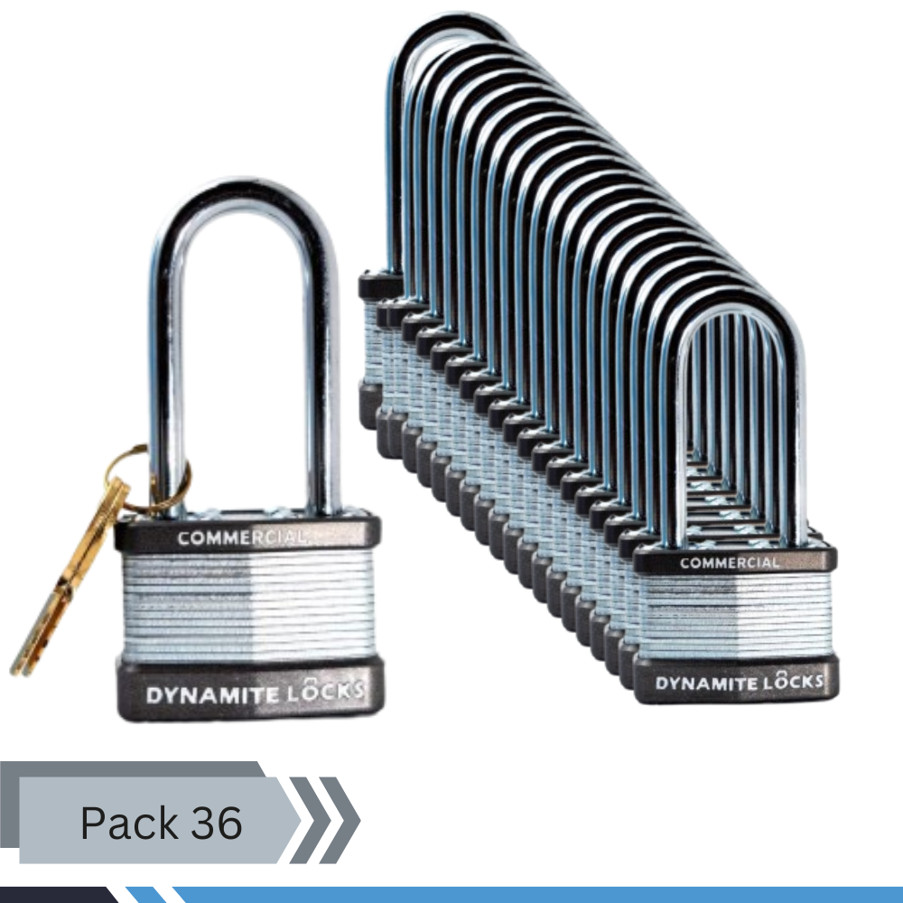 Lot of 24 Dynamite Lock Commercial Grade Premium quality Heavy Duty Padlocks with Keys All the Same keys Keyed Alike 1-3/4” Body Width, 45mm Long Hardened Steel Shackle All The Same Keys