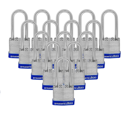 Pack of 96 Dynamite padlocks keyed alike 45mm or 1-3/4 in. Laminated Padlocks Set with Same Keys, Commercial Grade, Padlocks Keyed Alike with Hardened Steel Long Shackle