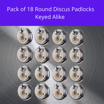 Pack of 72 Premium Quality Dynamite Locks Discus Keyed Alike Padlock Stainless Steel Disc Lock with 2 Keys, 3/8 Inch Shackle 70mm, Heavy Duty Lock Outdoor Waterproof Storage Lock for Warehouse, Garage, Storage Locker, and Outdoors