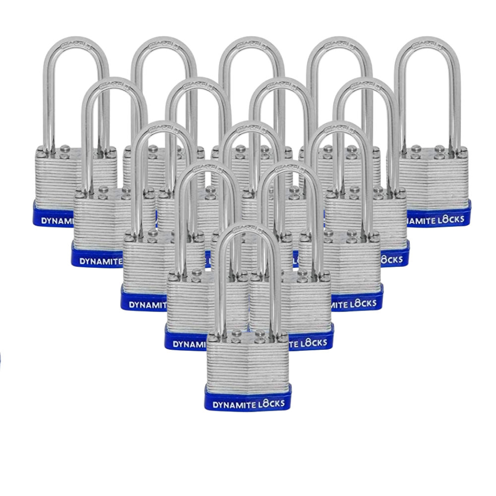 Pack of 144 Dynamite padlocks keyed alike 45mm or 1-3/4 in. Laminated Padlocks Set with Same Keys, Commercial Grade, Padlocks Keyed Alike with Hardened Steel Long Shackle