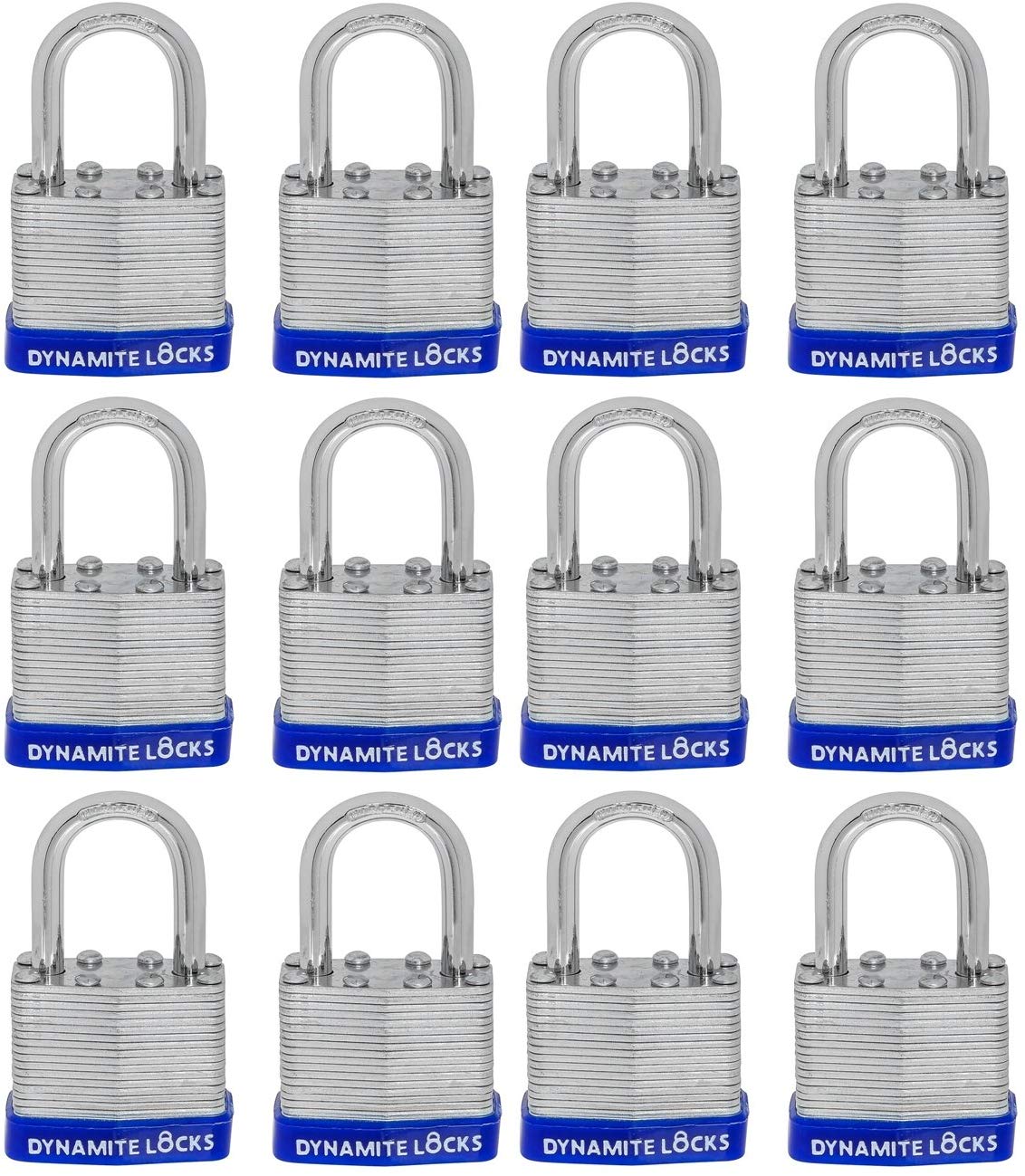 Pack of 72, Dynamite Locks with same keys, Laminated Padlocks 30 mm or 1.3/16" Keyed Alike Commercial Grade, Hardened Shackle