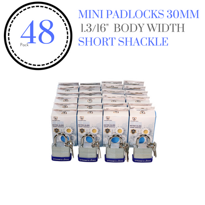 Pack of 192 Dynamite Locks with same keys, Laminated Padlocks 30 mm or 1.3/16" Keyed Alike Commercial Grade, Hardened Shackle