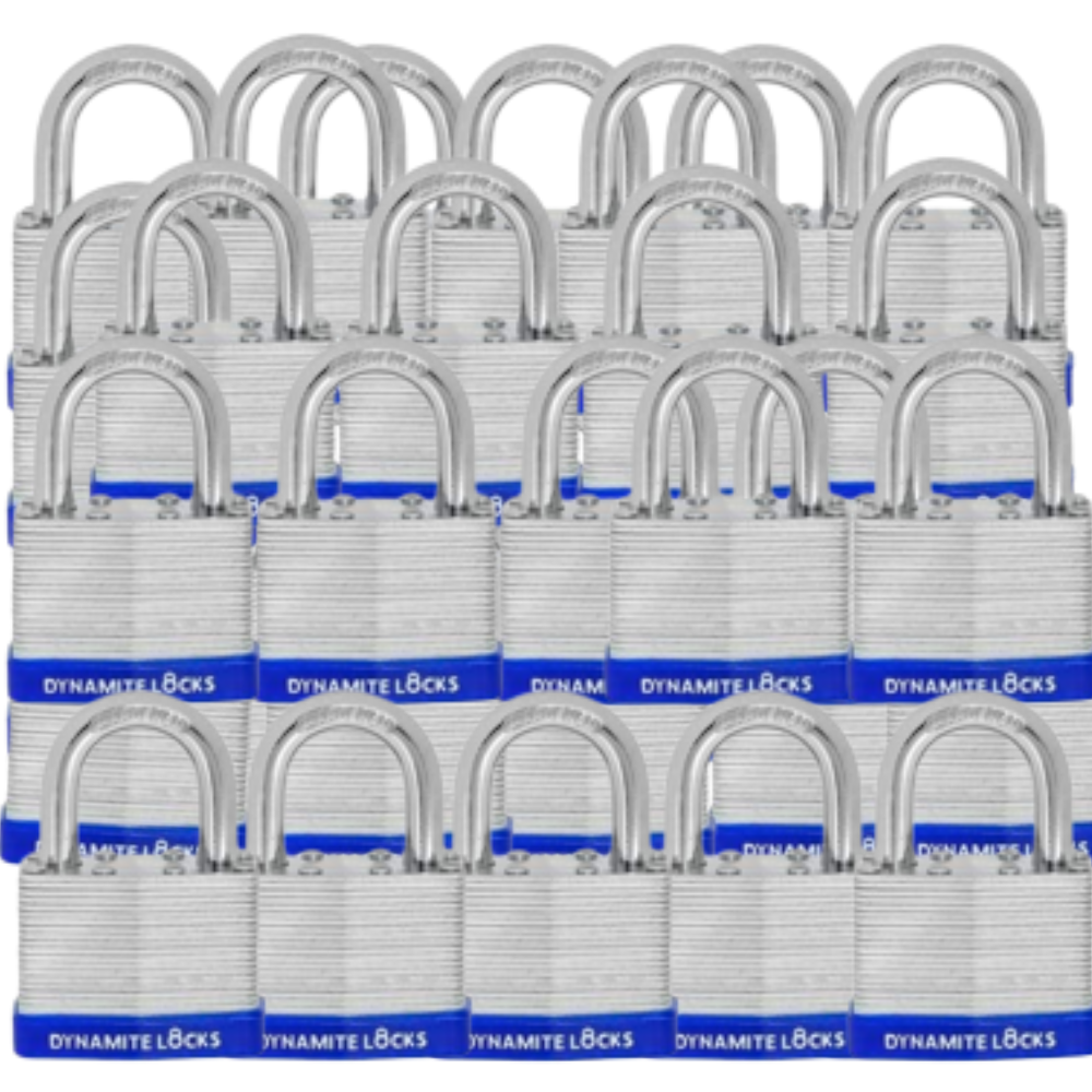 Pack of 72, Dynamite Locks Padlocks with same keys, 50mm Heavy Duty Laminated Steel Padlock Short Shackle Hardened Steel Shackle, Commercial Grade Keyed Alike 2-Inch, 50mm Padlocks Keyed Alike Set