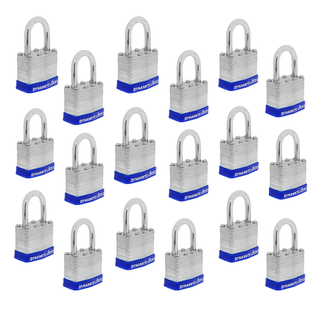 Pack 500 Laminated Steel Locks 40mm Short Shackle Keyed-Alike Padlocks w/ 1.25” Shackle, Hardened Steel Case, Brass Cylinder for Hasp Latch, Sheds, Fences, Storage Locker, School, Gym