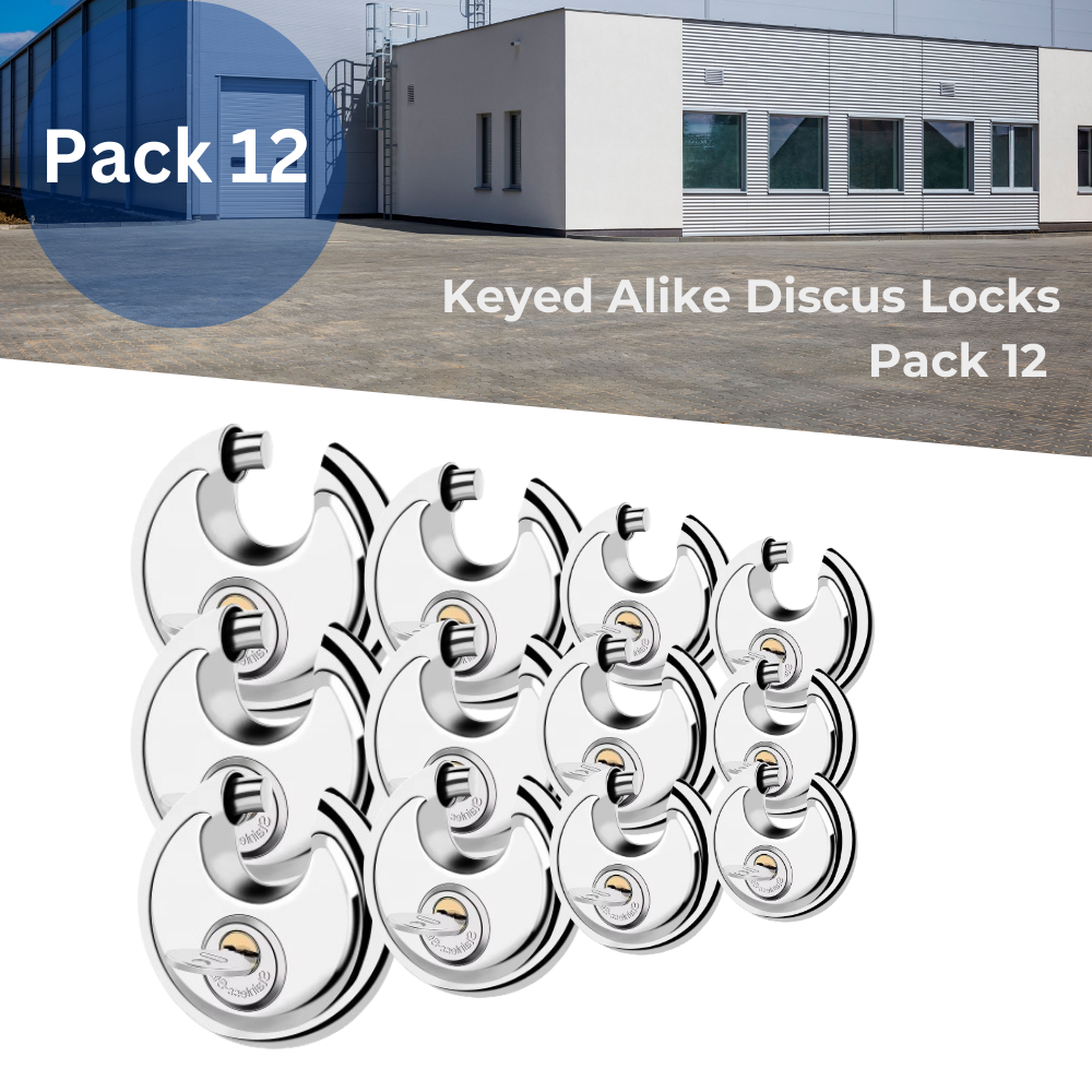 Pack of 72 Premium Quality Dynamite Locks Discus Keyed Alike Padlock Stainless Steel Disc Lock with 2 Keys, 3/8 Inch Shackle 70mm, Heavy Duty Lock Outdoor Waterproof Storage Lock for Warehouse, Garage, Storage Locker, and Outdoors