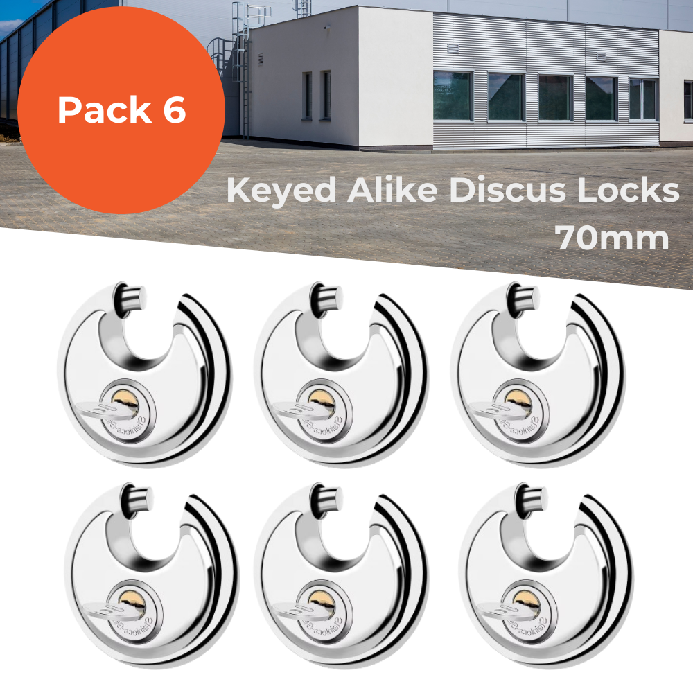 Pack of 12 Discus Keyed Alike Padlock Stainless Steel Disc Lock with 2 Keys, 3/8 Inch Shackle 70mm, Heavy Duty Lock Outdoor Waterproof Storage Lock for Warehouse, Garage, Storage Locker, and Outdoors