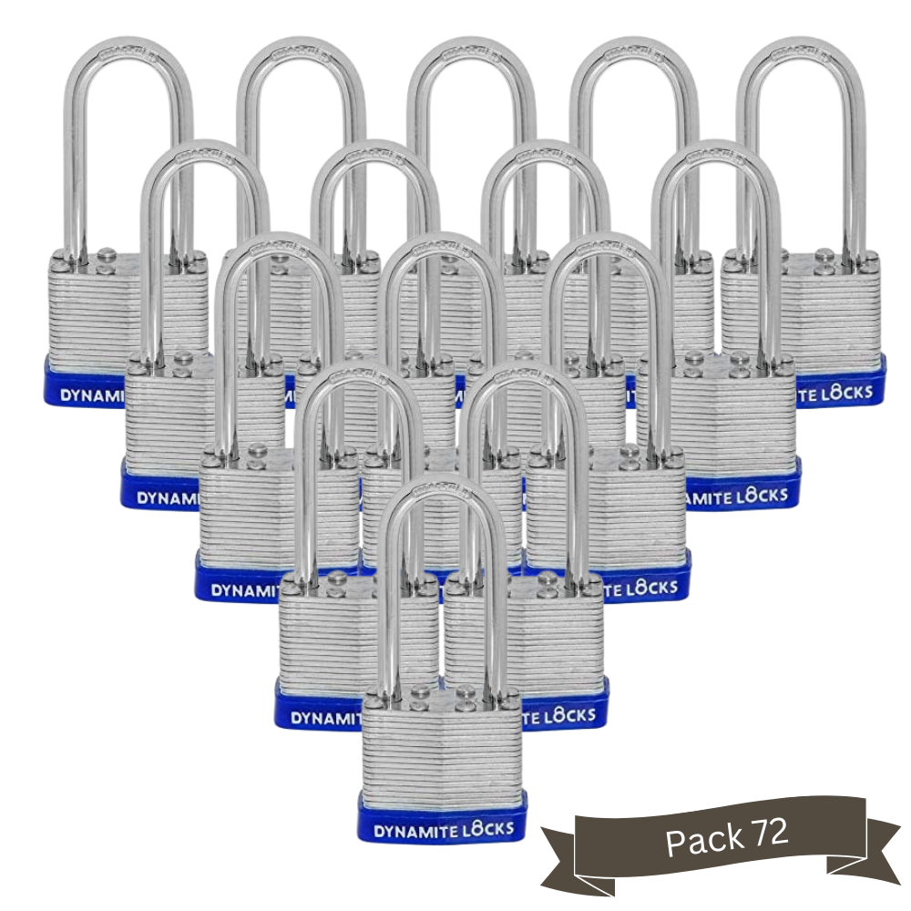 Pack of 48 Units, Dynamite Lock Premium Padlock Set Keyed Alike Laminated Steel 40MM Body Width 40mm with Long Shackle 2.5” Commercial Grade High...