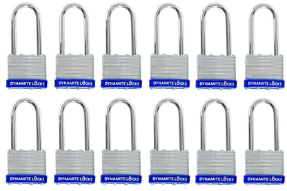 Pack of 96 Dynamite padlocks keyed alike 45mm or 1-3/4 in. Laminated Padlocks Set with Same Keys, Commercial Grade, Padlocks Keyed Alike with Hardened Steel Long Shackle