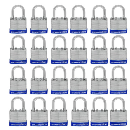 Pack 400 Laminated Steel Locks 40mm Short Shackle Keyed-Alike Padlocks w/ 1.25” Shackle, Hardened Steel Case, Brass Cylinder for Hasp Latch, Sheds, Fences, Storage Locker, School, Gym