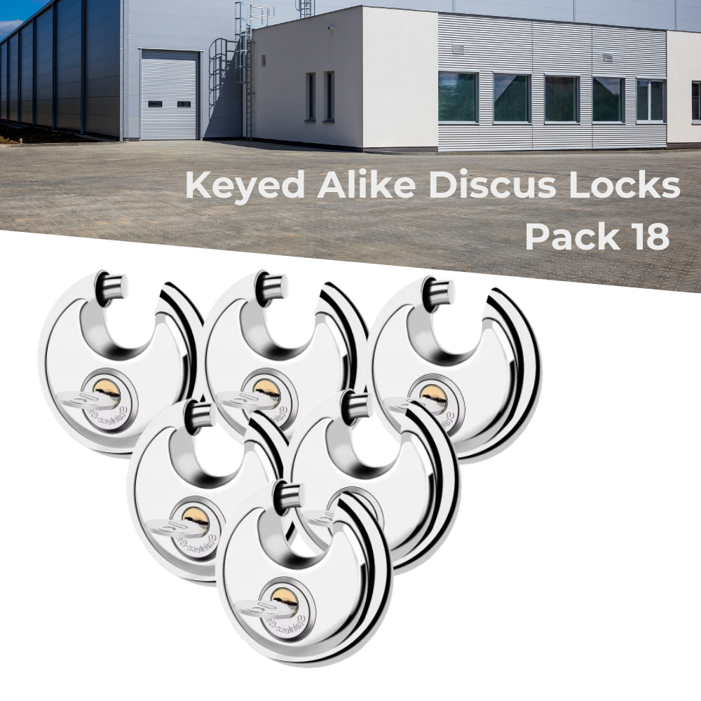 Pack of 48 Premium Quality Dynamite Locks Discus Keyed Alike Padlock Stainless Steel Disc Lock with 2 Keys, 3/8 Inch Shackle 70mm, Heavy Duty Lock Outdoor Waterproof Storage Lock for Warehouse, Garage, Storage Locker, and Outdoors