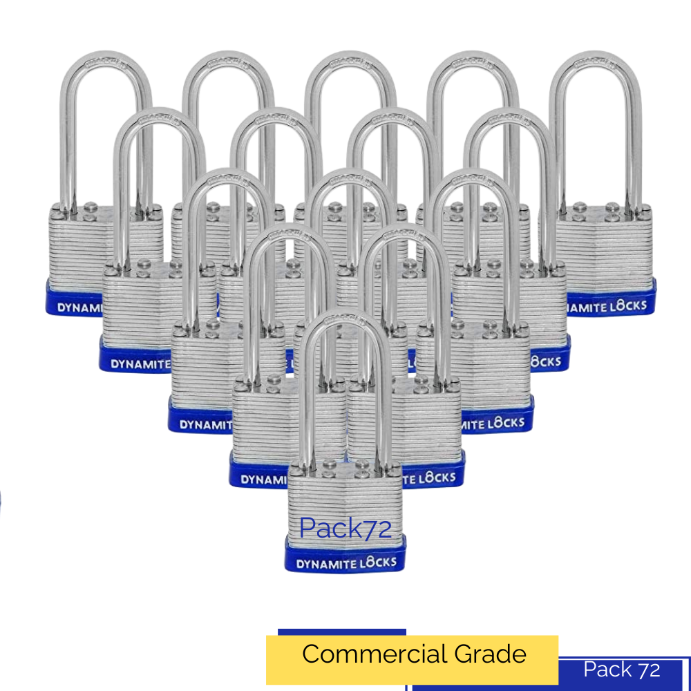 Pack of 48,  Dynamite padlocks keyed alike 45mm or 1-3/4 in. Laminated Padlocks Set with Same Keys, Commercial Grade, Padlocks Keyed Alike with Hardened Steel Long Shackle ( pack of 48)