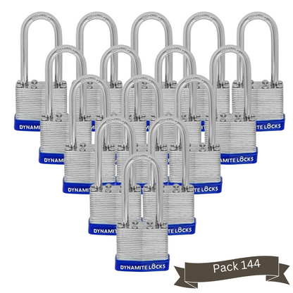 Pack of 48 Units, Dynamite Lock Premium Padlock Set Keyed Alike Laminated Steel 40MM Body Width 40mm with Long Shackle 2.5” Commercial Grade High...