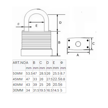 Pack 500 Laminated Steel Locks 40mm Short Shackle Keyed-Alike Padlocks w/ 1.25” Shackle, Hardened Steel Case, Brass Cylinder for Hasp Latch, Sheds, Fences, Storage Locker, School, Gym